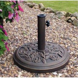 Parasol Umbrella Base Cast Iron Effect Heavy Duty Metal Garden Bronze