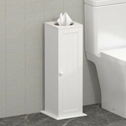 Free Standing Toilet Paper Roll Holder Stand Wood Bathroom Storage