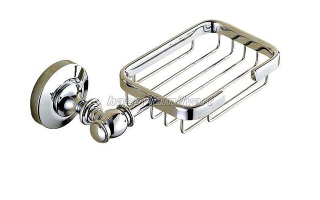Polished Chrome Bathroom Soap Dish Holder Wire Basket Tray Wall