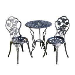 Rose Garden Patio Outdoor Bistro Set Table And 2 Chairs Metal Garden