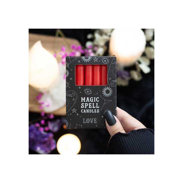 Set Of 12 Red 'love' Spell Candles Gift