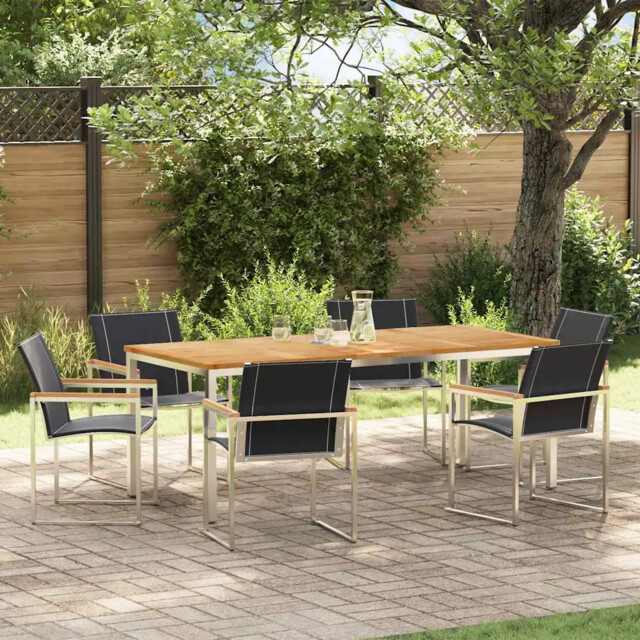 Garden Dining Set 7 Pcs Solid Wood Acacia Vidaxl