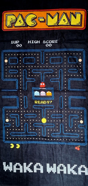 Official Pac Man Retro Gaming Beach, Bath Towel 150 X 75cm - With Tags