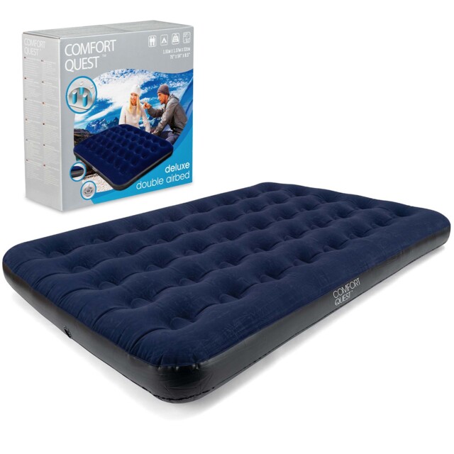 Double Air Bed Inflatable Airbed Flocked Guest Camping Mattress