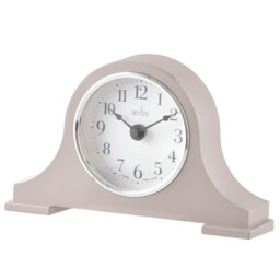 Mantle Clock Earl Grey Plastic 246x150x55mm Silver Bezel Retro Quartz