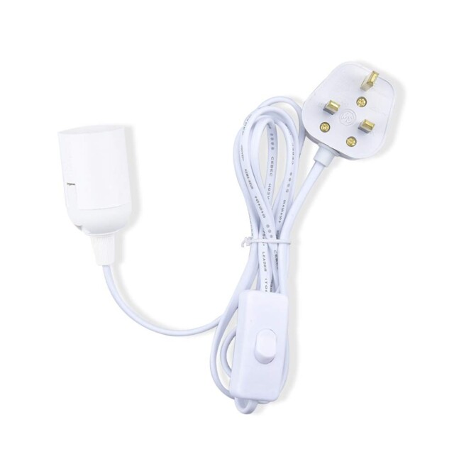 E27 Plug In Pendant Light Cord Durable Hanging Lamp White Fitting Kit