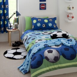 Catherine Lansfield Blue Single Duvet Cover Set Kids Bedding Free P+p