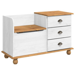 Storage Bench With Drawer With Storage Askim Solid Pine Wood Entryway
