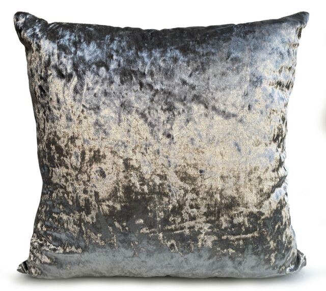 "Set Of 4 Crushed Velvet Silver Cushion Covers 23""x23"" Soft Throw"