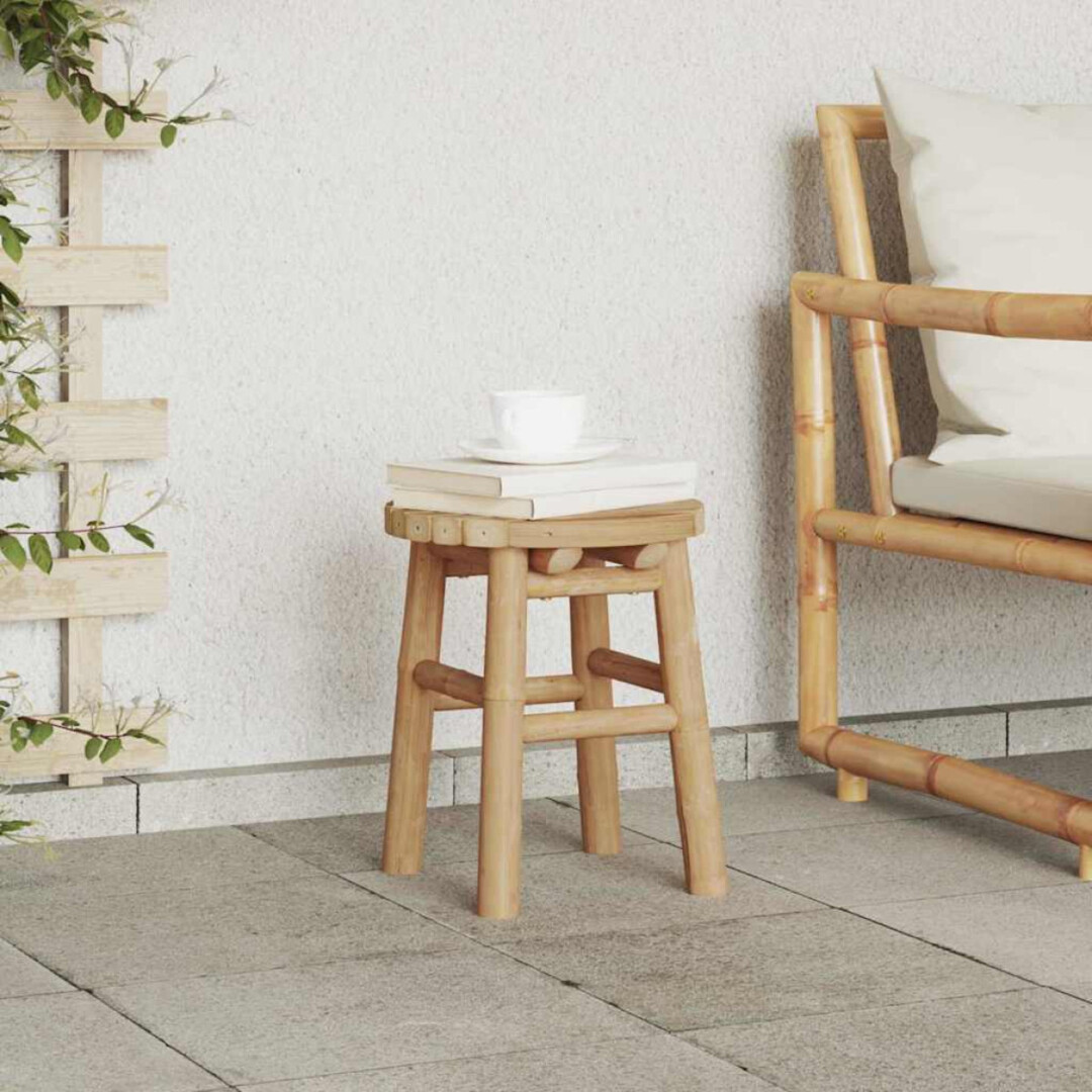 Stool Round Bamboo Beige Ø30x36 Cm Foldable Natural Eco Seat