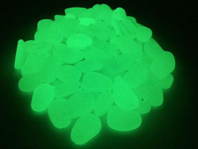 100pc Glow In The Dark Pebbles / Stones Green -ideal For Home, Garden,