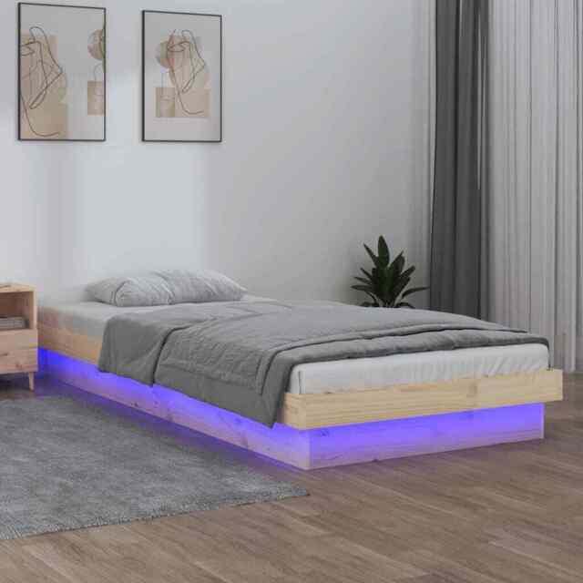 Led Bed Frame 90x200 Cm Solid Wood Vidaxl