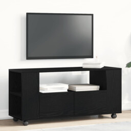 Tv Cabinet With Wheels Black Oak 102x34.5x43 Cm Engineered Wood Vidaxl