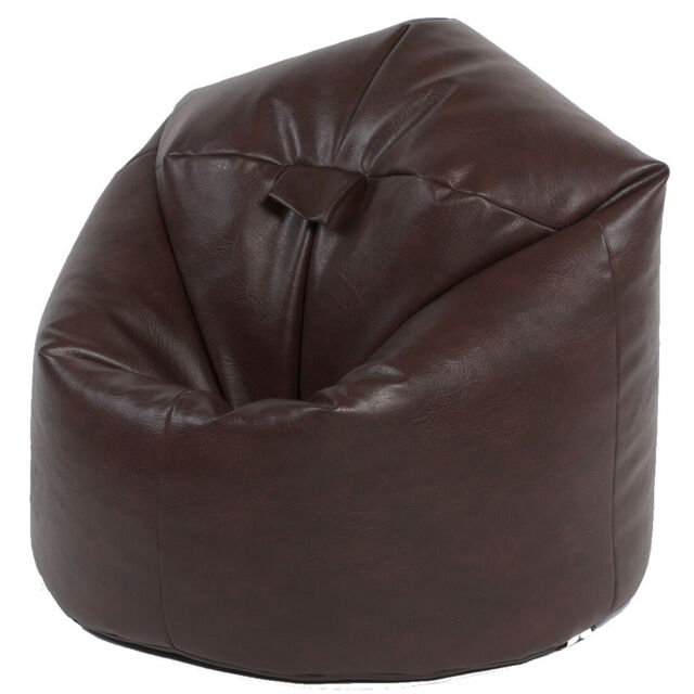 Filled Faux Leather Beanbags Adult Bean Bag Beanbag Chair Brown With