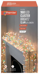 960 Led Multi-colour Cluster Christmas Lights, With Clear Cable &