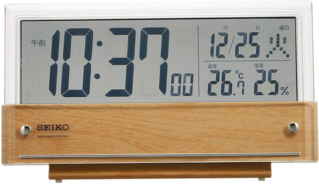 Seiko Alarm Clock Sq782b Temperature / Humidity See-through Lcd Wood