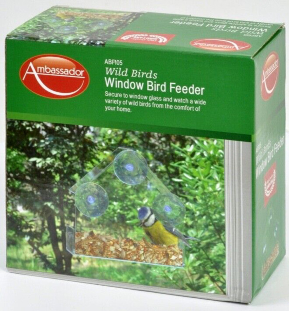Ambassador Window Glass Bird Feeder Clear Acrylic Plastic Food Tray