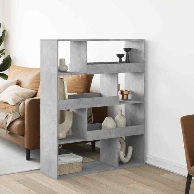 Bookcase Concrete Grey 100x33x125.5 Cm Engineered Wood Vidaxl