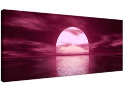Plum Cheap Canvas Wall Art Of Seascape Sunset - 120cm X 50cm - 1004