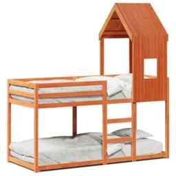 Bunk Bed With Roof Wax Brown 90x200 Cm Solid Wood Pine Vidaxl