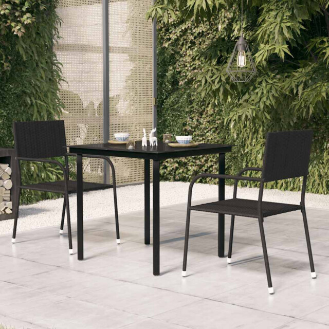 Garden Dining Table Outdoor Black 80x80x74 Cm Powder-coated Steel