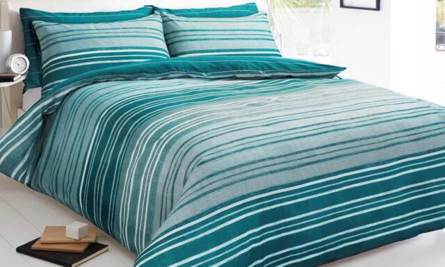 Pieridae Textured Stripe Reversible Duvet Cover Set, Super King, Blue