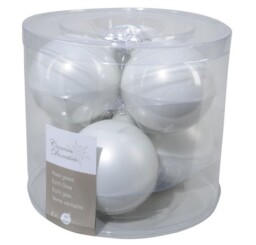 Decoris Pack Of 6 Real Glass Christmas Tree Baubles Decoration 8cm