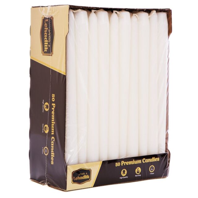 Lehadlik - 200x Unscented White Bistro Tapered Dinner Candles 7 Burn