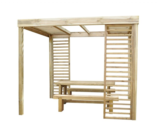 Large Wooden Dining Garden Pergola Kit 3m X 2.4m - With Side Panels