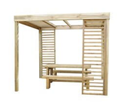 Large Wooden Dining Garden Pergola Kit 3m X 2.4m - With Side Panels