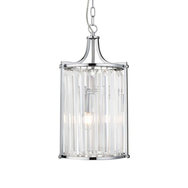 2 Lights Chrome Finish Ceiling Fitting Pendant Light With Clear