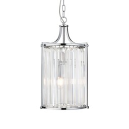 2 Lights Chrome Finish Ceiling Fitting Pendant Light With Clear