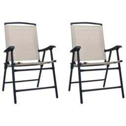 Folding Garden Chairs 2 Pcs Texilene Cream Vidaxl
