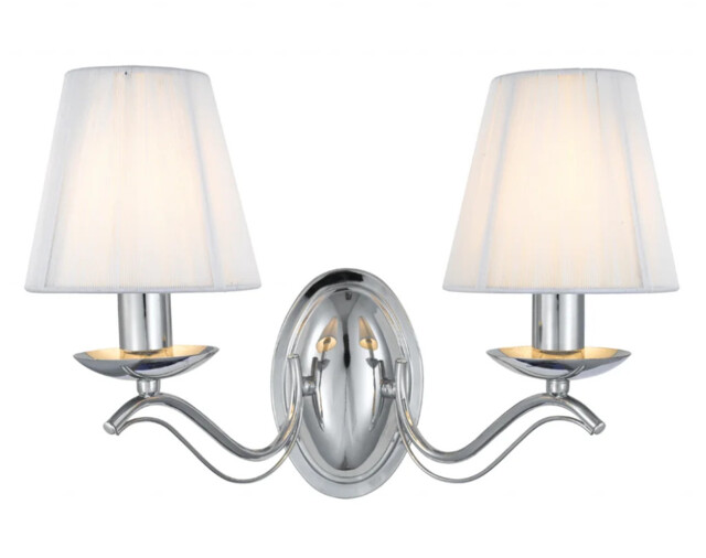 Wall Light Silver Andretti Chrome Silk Shades Searchlight 9822-2cc
