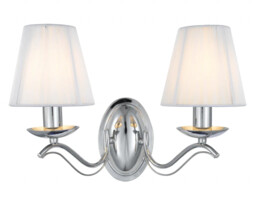 Wall Light Silver Andretti Chrome Silk Shades Searchlight 9822-2cc