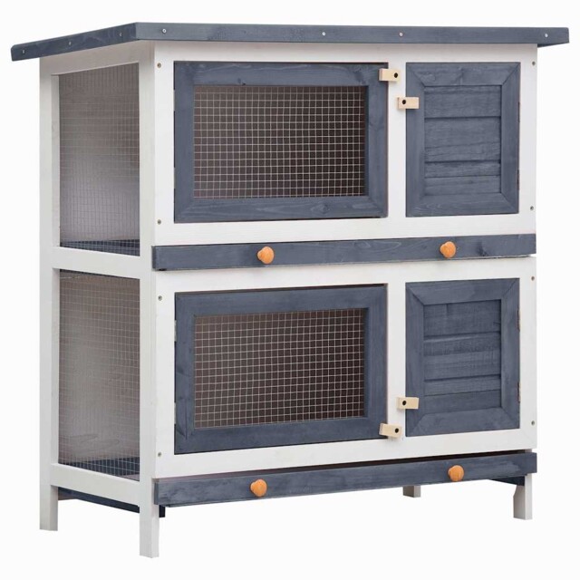 Outdoor Rabbit Hutch 4 Doors Wood Pet House Cage Carrier Multi Colours