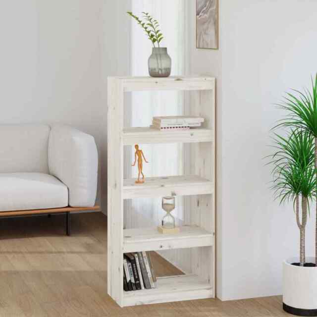 Book Cabinet/room Divider White 60x30x135.5 Cm Solid Wood Pine Vidaxl