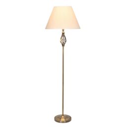 Floor Lamp Kingswood Traditional Barley Twist Antique Brass Cream
