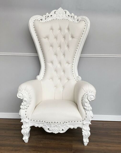 Throne Chair In French White Wedding Chair White Faux Leather
