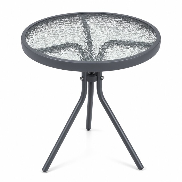 Folding Garden Side Table – Round Glass Top Patio Table 50cm × 47cm