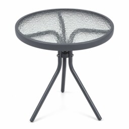 Folding Garden Side Table – Round Glass Top Patio Table 50cm × 47cm