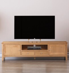 Long Tv Stand, 2-drawer Long Tv Cabinet, 2-cupboard Large Oak Media