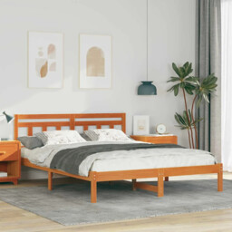 Bed Frame With Headboard Brown Pine Wood Vidaxl