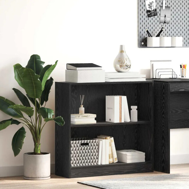 Bookcase Black Oak 80 X 24 X 76 Cm Engineered Wood Vidaxl