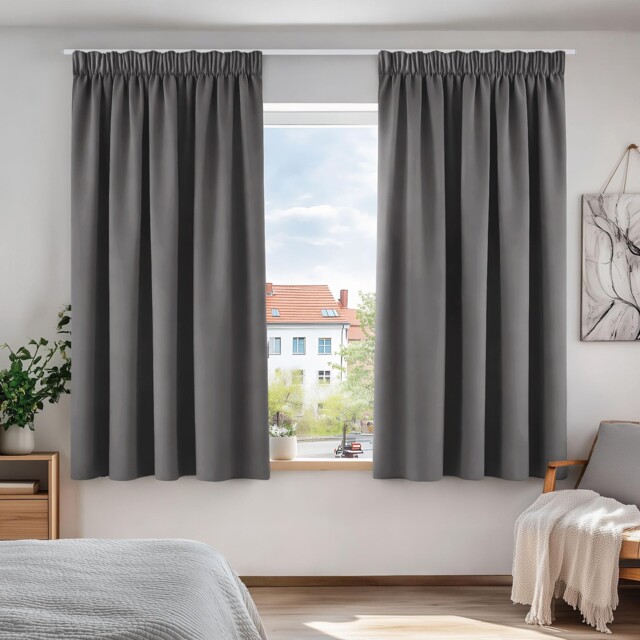 "Deconovo Grey Blackout Curtains Thermal W 46"" X L 54"" (2 Panels),"