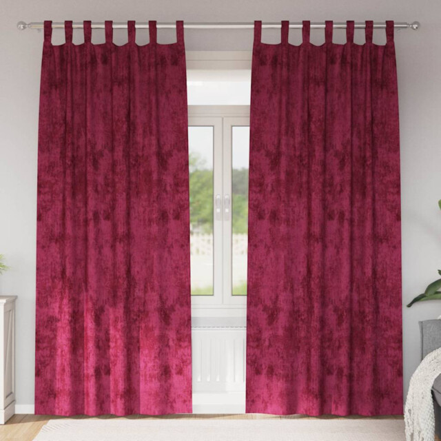 Curtains Wine Red 140x245 Cm Velvet Thermal Room Darkening Pair 2pcs