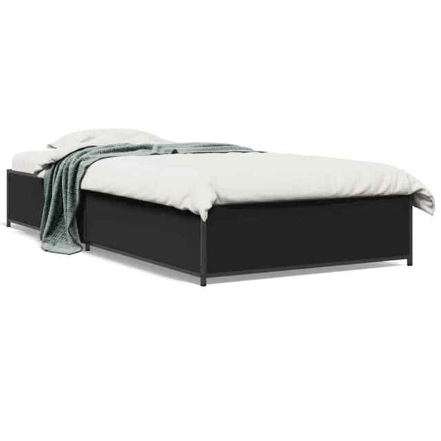 Bed Frame Black 90x200 Cm Engineered Wood And Metal Vidaxl