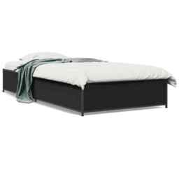 Bed Frame Black 90x200 Cm Engineered Wood And Metal Vidaxl