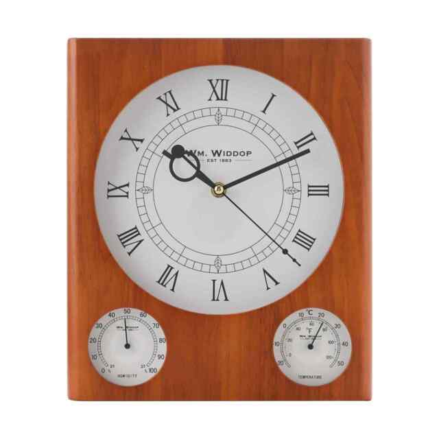 Widdop Wooden Clock Thermometer And Hygrometer W8020