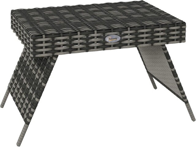 Rattan Garden Table Rectangular Outdoor Patio Coffee Foldable Steel